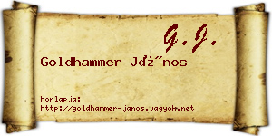 Goldhammer János névjegykártya